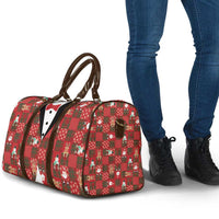 Christmas Patchwork Fake Tuxedo Travel Bag Santa and Reindeer Red Plaid Style - Wonder Print Shop