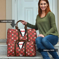 Christmas Patchwork Fake Tuxedo Travel Bag Santa and Reindeer Red Plaid Style - Wonder Print Shop