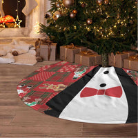 Christmas Patchwork Fake Tuxedo Tree Skirt Santa and Reindeer Red Plaid Style - Wonder Print Shop