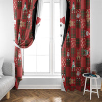 Christmas Patchwork Fake Tuxedo Window Curtain Santa and Reindeer Red Plaid Style - Wonder Print Shop