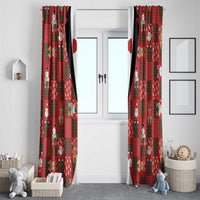 Christmas Patchwork Fake Tuxedo Window Curtain Santa and Reindeer Red Plaid Style - Wonder Print Shop