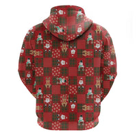 Christmas Patchwork Fake Tuxedo Zip Hoodie Santa and Reindeer Red Plaid Style - Wonder Print Shop