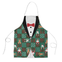 Christmas Patchwork Fake Tuxedo Apron Santa and Reindeer Green Plaid Style - Wonder Print Shop