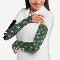 Christmas Patchwork Fake Tuxedo Arm Sleeves Santa and Reindeer Green Plaid Style - Wonder Print Shop
