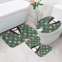 Christmas Patchwork Fake Tuxedo Bathroom Set Santa and Reindeer Green Plaid Style - Wonder Print Shop