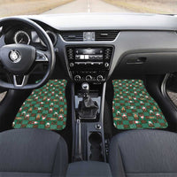 Christmas Patchwork Fake Tuxedo Car Mats Santa and Reindeer Green Plaid Style - Wonder Print Shop