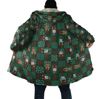 Christmas Patchwork Fake Tuxedo Cloak Santa and Reindeer Green Plaid Style - Wonder Print Shop