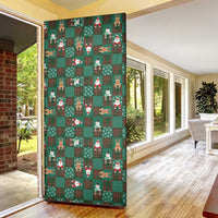 Christmas Patchwork Fake Tuxedo Door Cover Santa and Reindeer Green Plaid Style - Wonder Print Shop