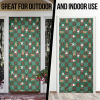 Christmas Patchwork Fake Tuxedo Door Cover Santa and Reindeer Green Plaid Style - Wonder Print Shop
