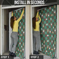 Christmas Patchwork Fake Tuxedo Door Cover Santa and Reindeer Green Plaid Style - Wonder Print Shop