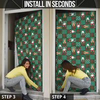Christmas Patchwork Fake Tuxedo Door Cover Santa and Reindeer Green Plaid Style - Wonder Print Shop
