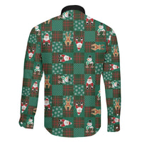 Christmas Patchwork Fake Tuxedo Family Matching Tank Maxi Dress and Hawaiian Shirt Santa and Reindeer Green Plaid Style - Wonder Print Shop