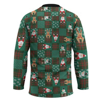 Christmas Patchwork Fake Tuxedo Hockey Jersey Santa and Reindeer Green Plaid Style - Wonder Print Shop