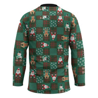Christmas Patchwork Fake Tuxedo Hockey Jersey Santa and Reindeer Green Plaid Style - Wonder Print Shop