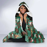 Christmas Patchwork Fake Tuxedo Hooded Blanket Santa and Reindeer Green Plaid Style - Wonder Print Shop