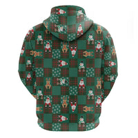 Christmas Patchwork Fake Tuxedo Hoodie Santa and Reindeer Green Plaid Style - Wonder Print Shop