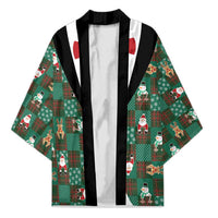 Christmas Patchwork Fake Tuxedo Kimono Santa and Reindeer Green Plaid Style - Wonder Print Shop