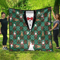 Christmas Patchwork Fake Tuxedo Quilt Santa and Reindeer Green Plaid Style - Wonder Print Shop