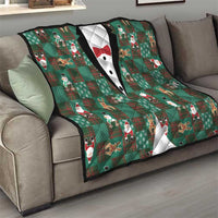 Christmas Patchwork Fake Tuxedo Quilt Santa and Reindeer Green Plaid Style - Wonder Print Shop