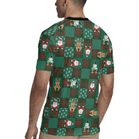 Christmas Patchwork Fake Tuxedo Rugby Jersey Santa and Reindeer Green Plaid Style - Wonder Print Shop