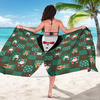 Christmas Patchwork Fake Tuxedo Sarong Santa and Reindeer Green Plaid Style - Wonder Print Shop