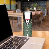 Christmas Patchwork Fake Tuxedo Skinny Tumbler Santa and Reindeer Green Plaid Style - Wonder Print Shop