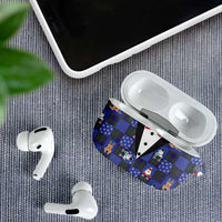 Christmas Patchwork Fake Tuxedo AirPods Case Santa and Reindeer Blue Plaid Style - Wonder Print Shop