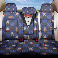 Christmas Patchwork Fake Tuxedo Back Car Seat Cover Santa and Reindeer Blue Plaid Style - Wonder Print Shop