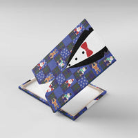 Christmas Patchwork Fake Tuxedo Canvas Wall Art Santa and Reindeer Blue Plaid Style - Wonder Print Shop