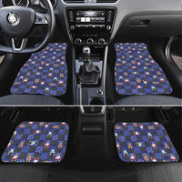 Christmas Patchwork Fake Tuxedo Car Mats Santa and Reindeer Blue Plaid Style - Wonder Print Shop