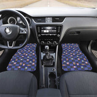 Christmas Patchwork Fake Tuxedo Car Mats Santa and Reindeer Blue Plaid Style - Wonder Print Shop