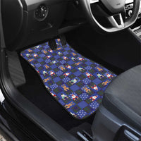 Christmas Patchwork Fake Tuxedo Car Mats Santa and Reindeer Blue Plaid Style - Wonder Print Shop