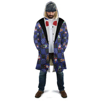 Christmas Patchwork Fake Tuxedo Cloak Santa and Reindeer Blue Plaid Style - Wonder Print Shop