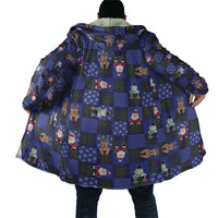 Christmas Patchwork Fake Tuxedo Cloak Santa and Reindeer Blue Plaid Style - Wonder Print Shop