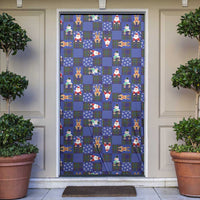 Christmas Patchwork Fake Tuxedo Door Cover Santa and Reindeer Blue Plaid Style - Wonder Print Shop