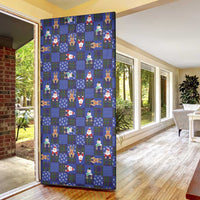 Christmas Patchwork Fake Tuxedo Door Cover Santa and Reindeer Blue Plaid Style - Wonder Print Shop