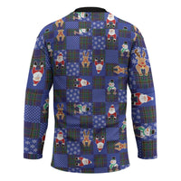 Christmas Patchwork Fake Tuxedo Hockey Jersey Santa and Reindeer Blue Plaid Style - Wonder Print Shop