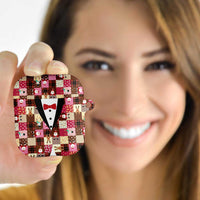 Christmas Patchwork Fake Tuxedo AirPods Case Santa and Reindeer Pink Plaid Style - Wonder Print Shop