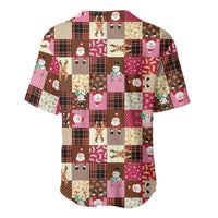 Christmas Patchwork Fake Tuxedo Baseball Jersey Santa and Reindeer Pink Plaid Style - Wonder Print Shop
