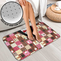 Christmas Patchwork Fake Tuxedo Bathroom Set Santa and Reindeer Pink Plaid Style - Wonder Print Shop