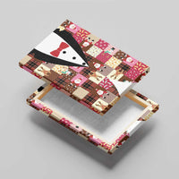Christmas Patchwork Fake Tuxedo Canvas Wall Art Santa and Reindeer Pink Plaid Style - Wonder Print Shop