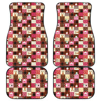 Christmas Patchwork Fake Tuxedo Car Mats Santa and Reindeer Pink Plaid Style - Wonder Print Shop