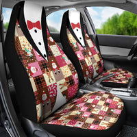 Christmas Patchwork Fake Tuxedo Car Seat Cover Santa and Reindeer Pink Plaid Style - Wonder Print Shop