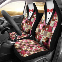 Christmas Patchwork Fake Tuxedo Car Seat Cover Santa and Reindeer Pink Plaid Style - Wonder Print Shop