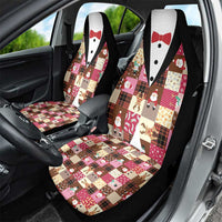 Christmas Patchwork Fake Tuxedo Car Seat Cover Santa and Reindeer Pink Plaid Style - Wonder Print Shop