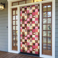 Christmas Patchwork Fake Tuxedo Door Cover Santa and Reindeer Pink Plaid Style - Wonder Print Shop