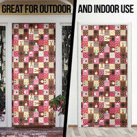 Christmas Patchwork Fake Tuxedo Door Cover Santa and Reindeer Pink Plaid Style - Wonder Print Shop