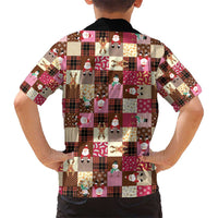 Christmas Patchwork Fake Tuxedo Hawaiian Shirt Santa and Reindeer Pink Plaid Style - Wonder Print Shop