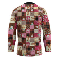 Christmas Patchwork Fake Tuxedo Hockey Jersey Santa and Reindeer Pink Plaid Style - Wonder Print Shop