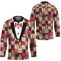 Christmas Patchwork Fake Tuxedo Hockey Jersey Santa and Reindeer Pink Plaid Style - Wonder Print Shop